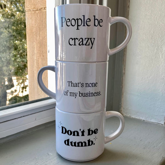 Witty stackable mugs